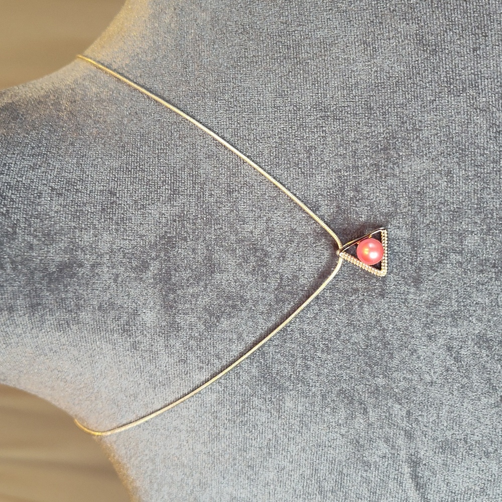 NWOT Sterling Silver Necklace with Pink Cultured Freshwater Pearl Pendant - Picture 1 of 5